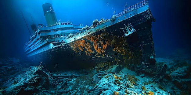 Photo the wellknown historical event of the tragic sinking of the rms titanic in concept history tragedy titanic maritime disaster famous incident