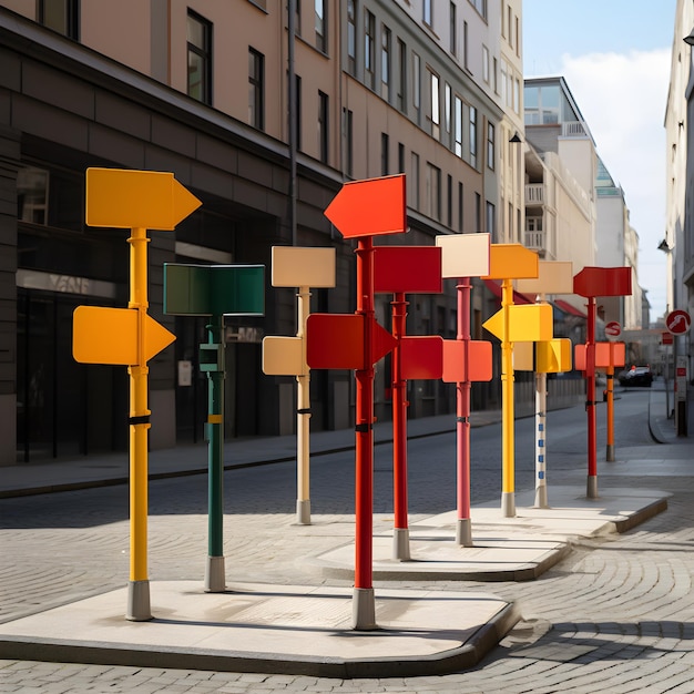 Wellmarked crosswalks with signposts