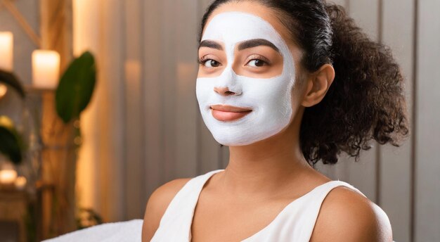 Photo wellness beauty ritual facial mask in spa salon