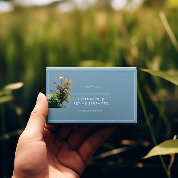 Wellness retreat business card tranquil blue color textured concept ideas card clean blank