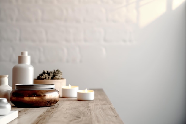 Wellness spa met zensteen op witte ruimte Genereer ai