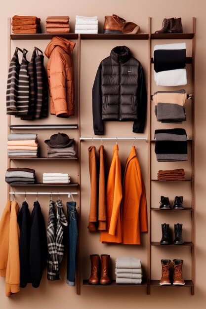 a wellorganized winter wardrobe Created with generative AI technology