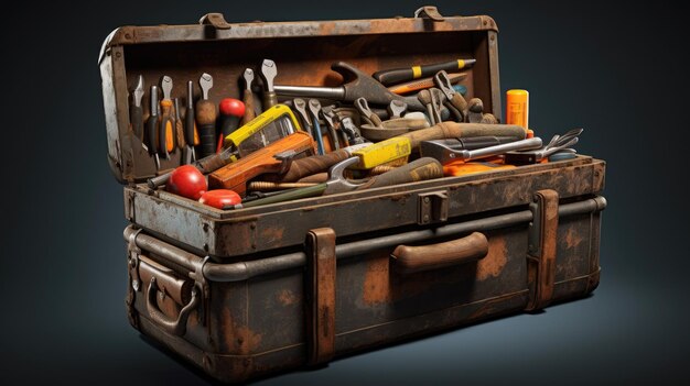 wellworn toolbox filled with various tools