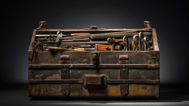 wellworn toolbox filled with various tools