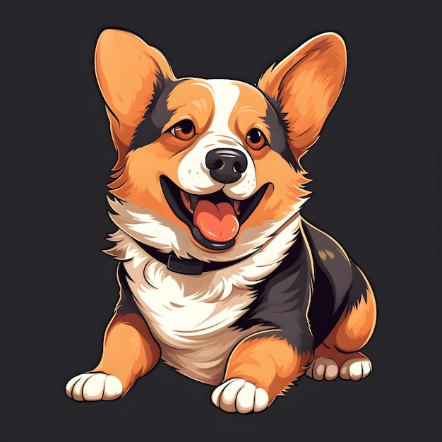 welsh corgi dog cartoon style