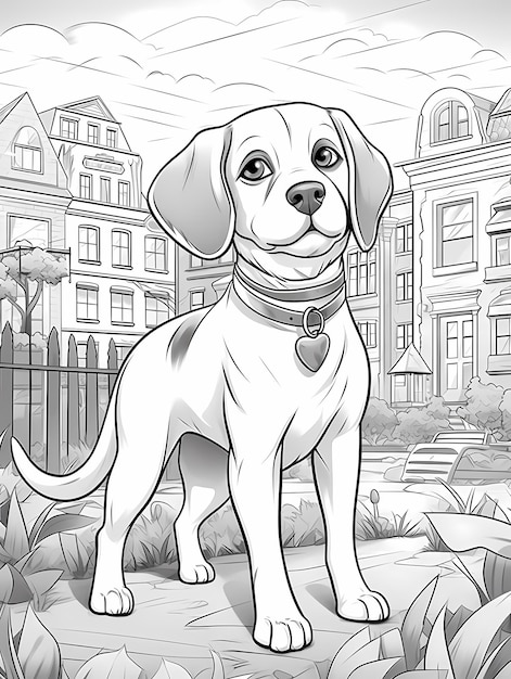 welsh corgi dog collar scene coloring pages for kids