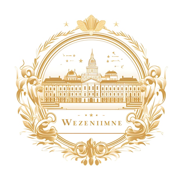Wenen stad met zwart-wit goudkleur Schnbrunn-paleis en creatieve unieke stempel van schoonheidssteden