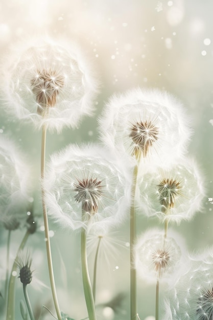 Wensen fluisteren Delicate Dandelion Bloemen Generatieve AI