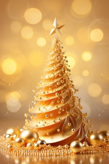 Wenskaart spiraalvormige geometrische vormen in de vorm van een kerstboom met ster