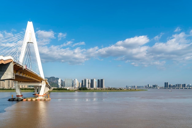 Wenzhou Oujiang Stad Landschap Straatzicht