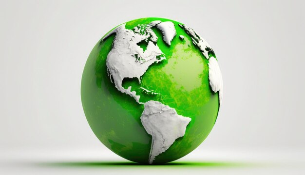 Wereld Aarde dag concept Illustratie van de groene planeet aarde op een witte achtergrond aarde dag poster banner kaart 22 APRIL De planeet redden Planeet aarde Genereer Ai