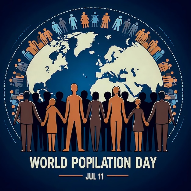 Wereld achtergrond met mensen Wereldbevolkingsdag