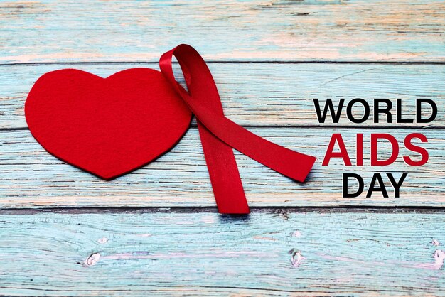 Foto wereld aidsdag bewustzijn teken rood lint