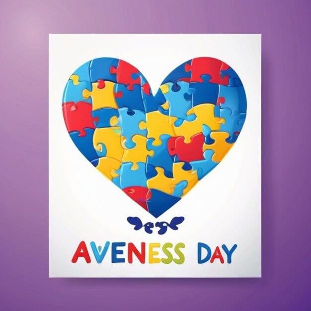 Wereld Autisme Awareness Day Vierkante Vector achtergrond met Love Heart Puzzle