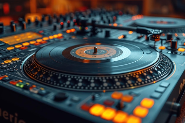 Wereld DJ Dag Concept DJ Muziek spelen in de nachtclub extreme close-up Generatieve AI