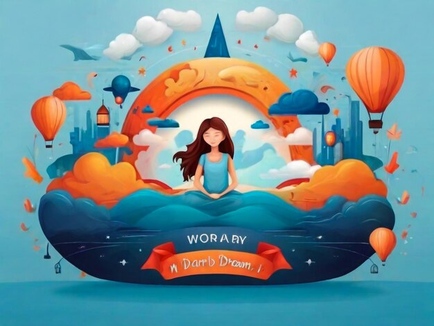 Wereld Droomdag Banner Ontwerp illustratie