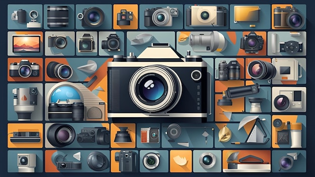wereld fotograaf dag illustratie met grafische iconen van technologie WEB3 banner achtergrond