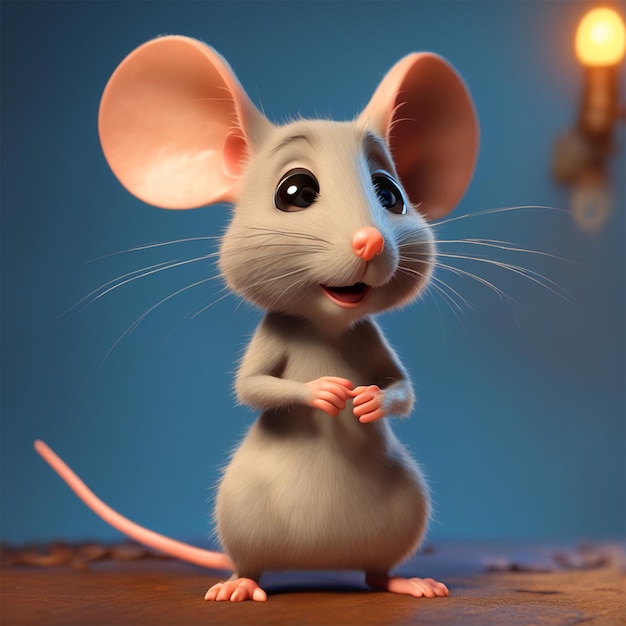 Wereld glimlach dag dier dag Pixar stijl schattige kleine muis antropomorfe dramatische verlichting 8k Portr