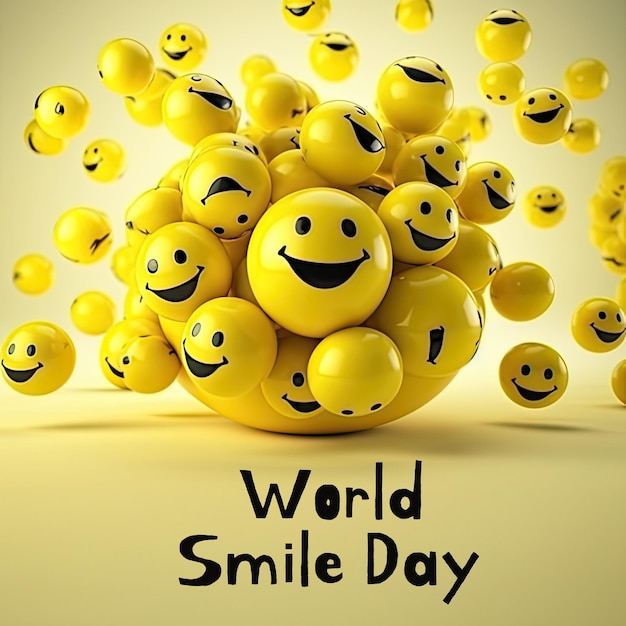 Wereld Glimlachdag achtergrondillustratie met gelukkige glimlach planeet Aarde