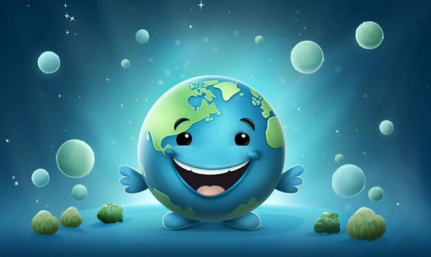 Wereld Glimlachdag achtergrondillustratie met gelukkige glimlach planeet Aarde