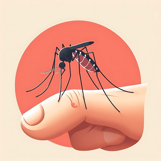 wereld malaria dag een tekening van een mug op een hand die rood is