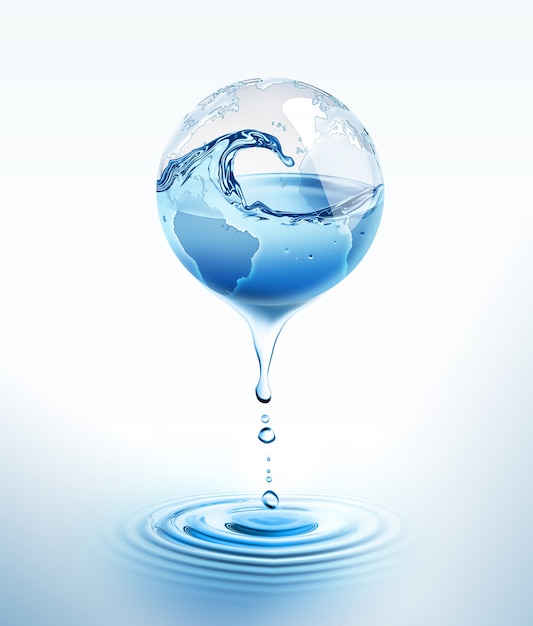 Wereld met druipend water