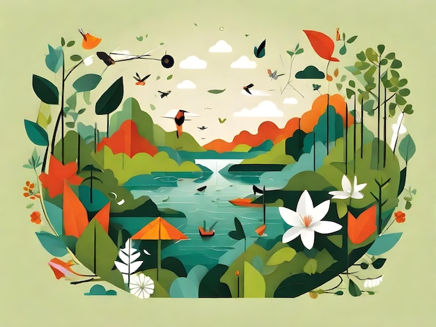 Wereld Milieudag Illustratie gemaakt in een platte ontwerp stijl die doet denken aan