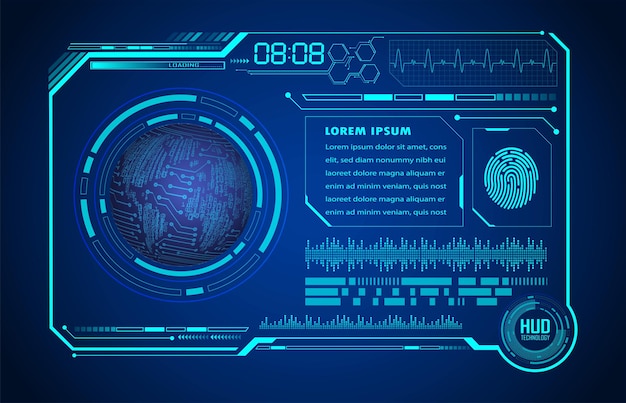 wereld printplaat toekomstige technologie blauwe hud cyber security concept achtergrond