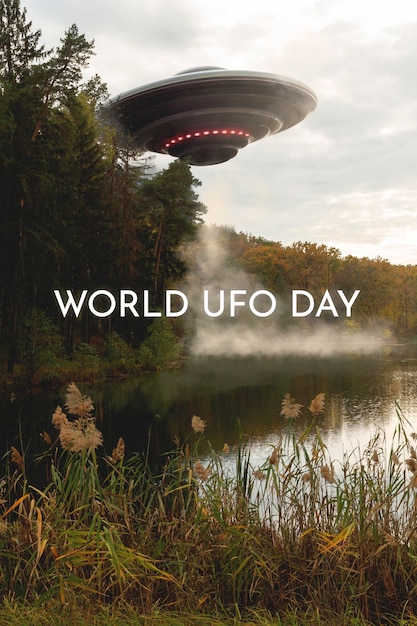 Wereld ufo dag collage ontwerp