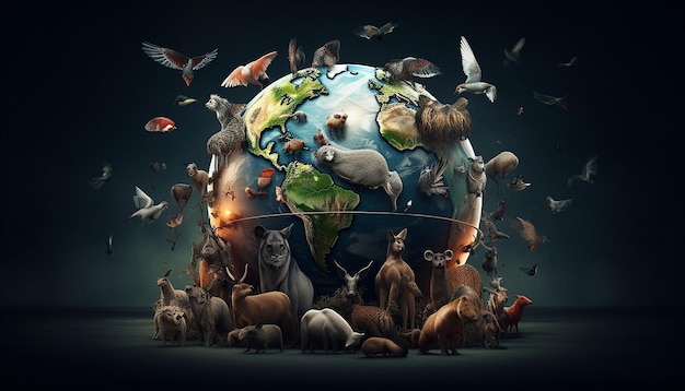 wereld wilde dieren rond de aarde