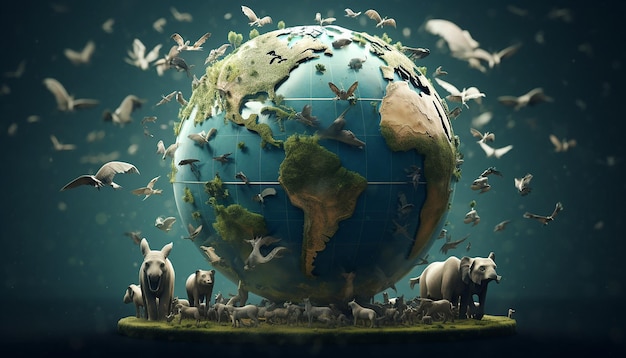 wereld wilde dieren rond de aarde