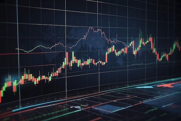 Wereldbedrijfsgrafiek of -grafiek aandelenmarkt of forexhandelgrafiek in grafiek