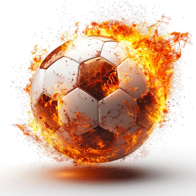 Wereldbeker-logo op wit Voetbal die in vlammen vliegt Internationaal voetbal