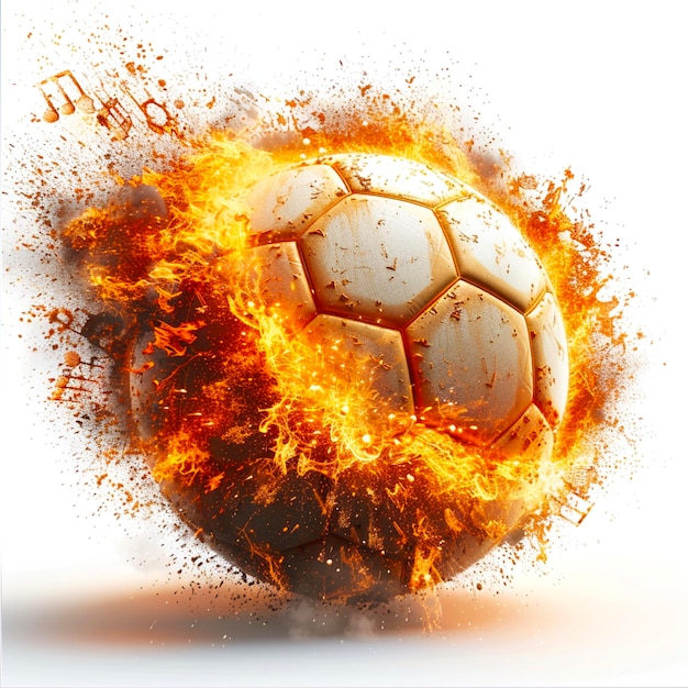 Wereldbeker-logo op wit Voetbal die in vlammen vliegt Internationaal voetbal