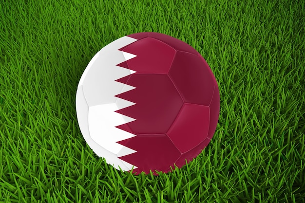 Wereldbeker voetbal met vlag van qatar