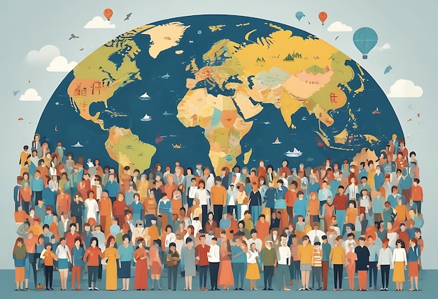 wereldbevolkingsdag plat illustratie