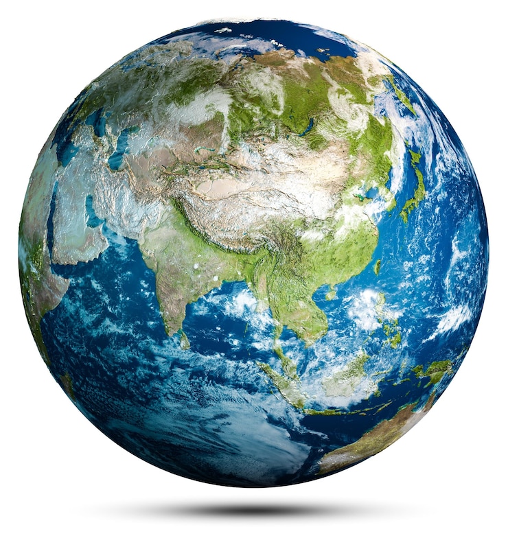 Foto wereldbol planeet aarde kaart bol elementen van deze afbeelding ingericht door nasa 3d-rendering