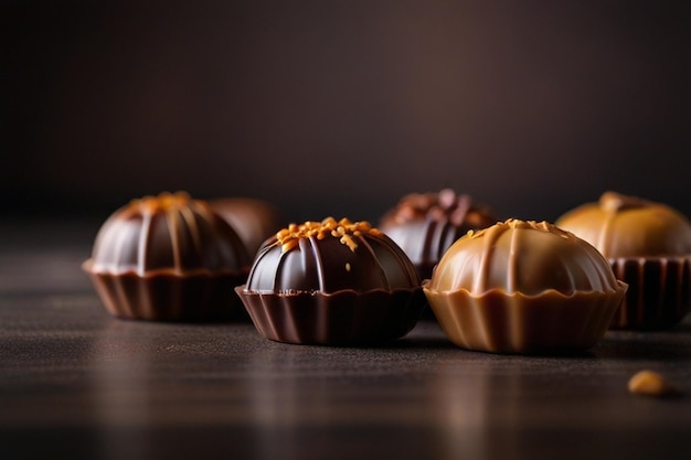 Wereldchokoladedagconcept met een assortiment chocoladepralines
