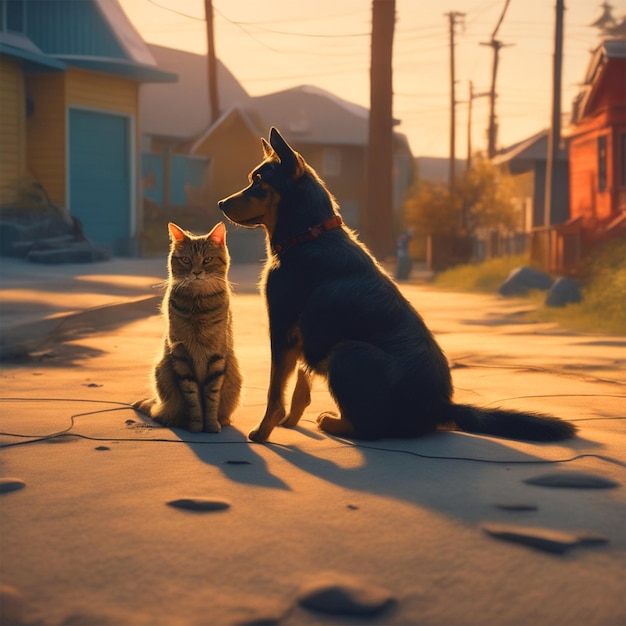 Werelddierendag hond en kat naast elkaar zitten beste vrienden fotografie harige verhalen roman