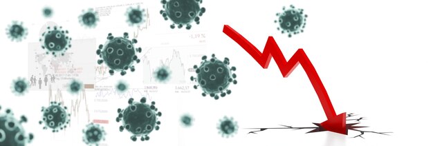 Wereldeconomie en corona virus concept. De impact van het coronavirus op de beurs.