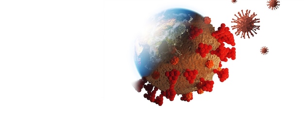 Wereldeconomie en corona virus concept. De impact van het coronavirus op de wereld. 3d illustratie