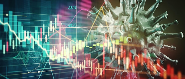 Wereldeconomie en coronavirusconcept De impact van het coronavirus op de beurs