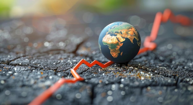 Wereldeconomie en financiën achtergrondontwerp voor zakelijke marketing en wereldwijde inflatie grafiek
