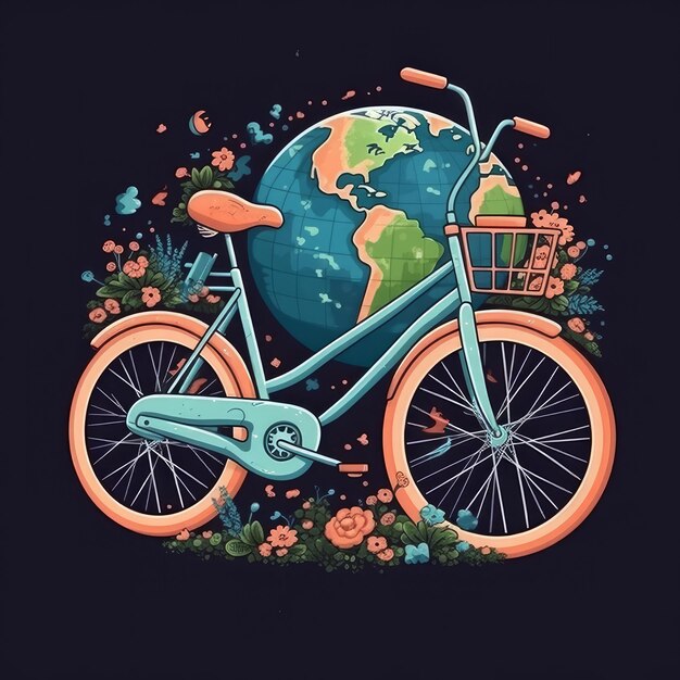 Wereldfietsdag Illustratie AI GenerativexA