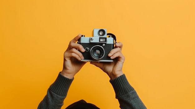 Wereldfotografie dag handen met een camera geïsoleerd Generatieve Ai