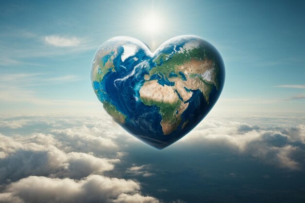 Wereldgezondheidsdag hartvormige aarde in de lucht