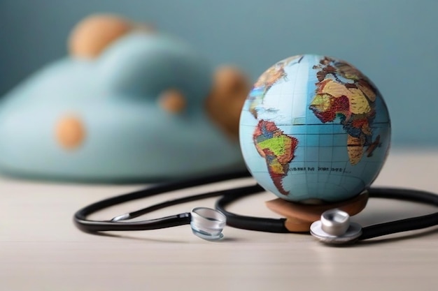 Foto wereldgezondheidsdag met planeet en stethoscoop