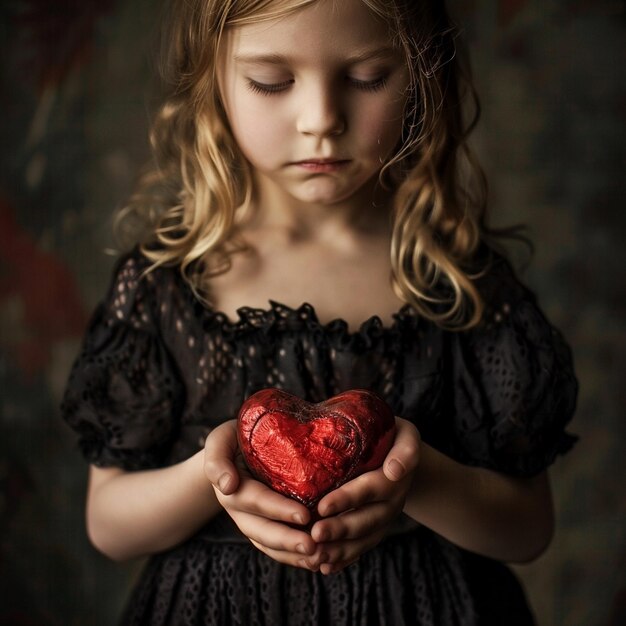 Wereldgezondheidsdag poster klein meisje met een hart symbool van gezondheid