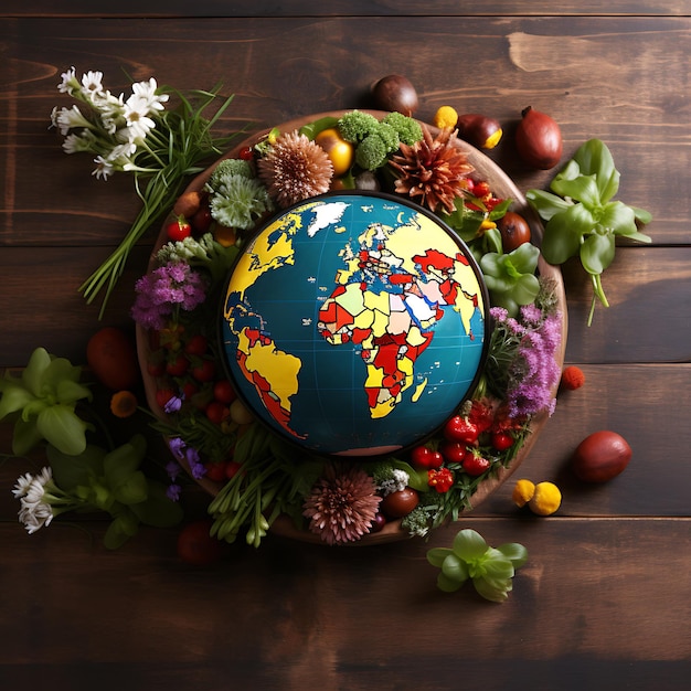 Foto wereldgroentedag op de wereld verse groenten veganistische dag wereldvoedsel dag wereldveganistische dag
