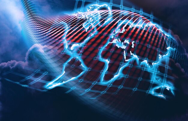 Wereldkaart abstracte internetverbinding. Wereldkaart en netwerken